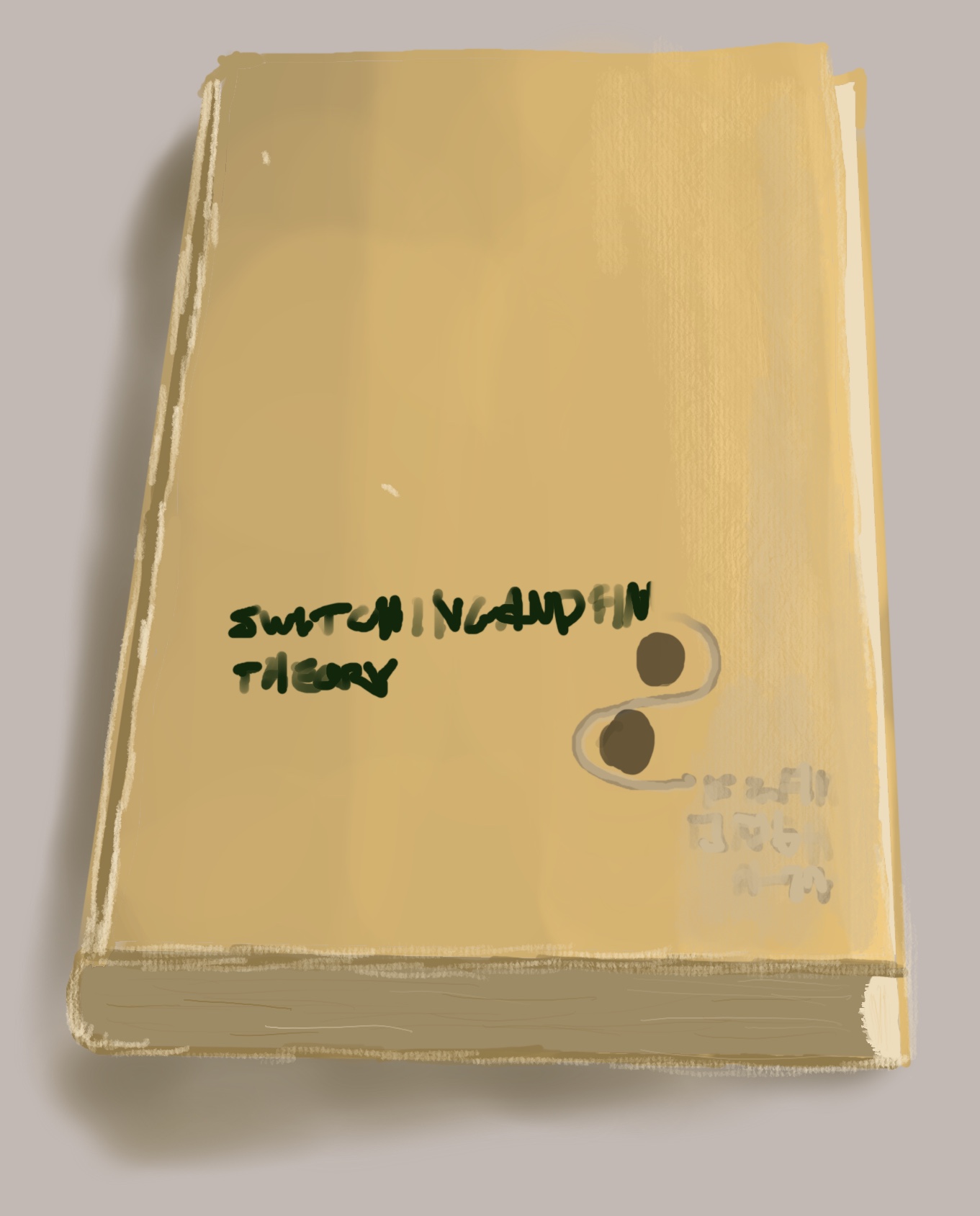 A yellow-brown book with sun falling to the side.